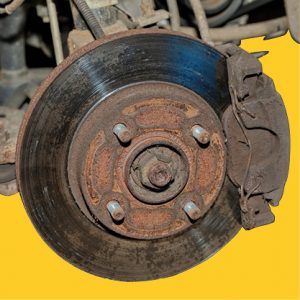 Corrosion present brake hub and disc edge