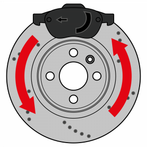 Example of crescent directional pad placement