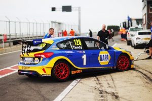 NAPA Racing UK's Ford Focus ST at the Goodyear Tyre Test, complete with Nick Tandy branding