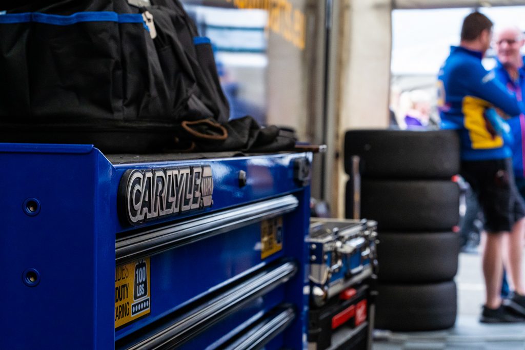 Carlyle Tools Chest inside the NAPA Racing UK BTCC garage at Knockhill